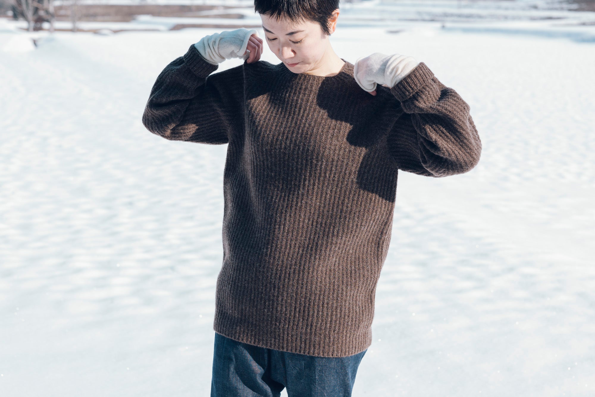 Sweater] Tasmanian wool/ dark brown size 2