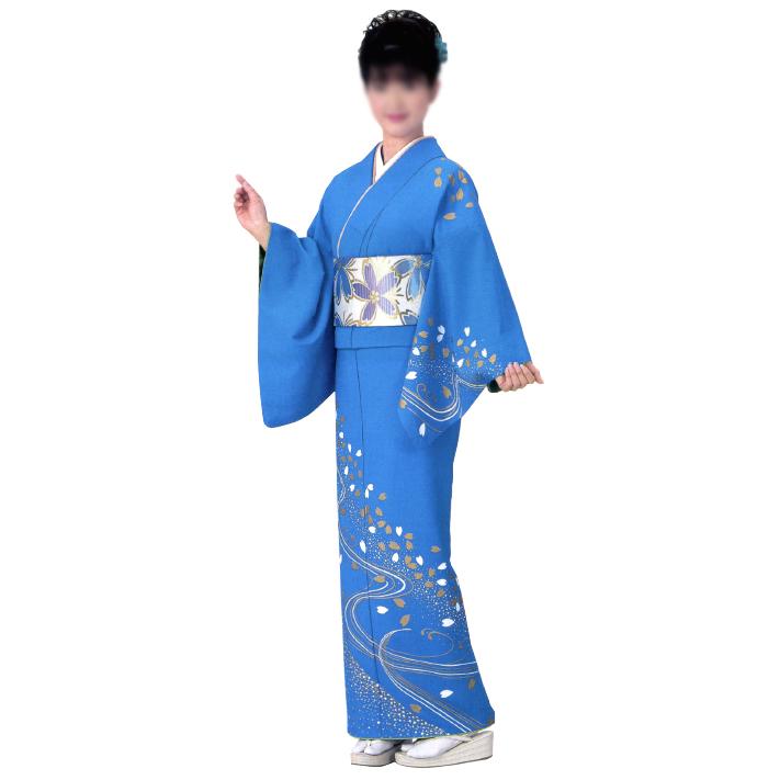 女物仕立上り着物（胴抜仕立） 流水桜［舞踊 ステージ 踊り 一越ポリ絵