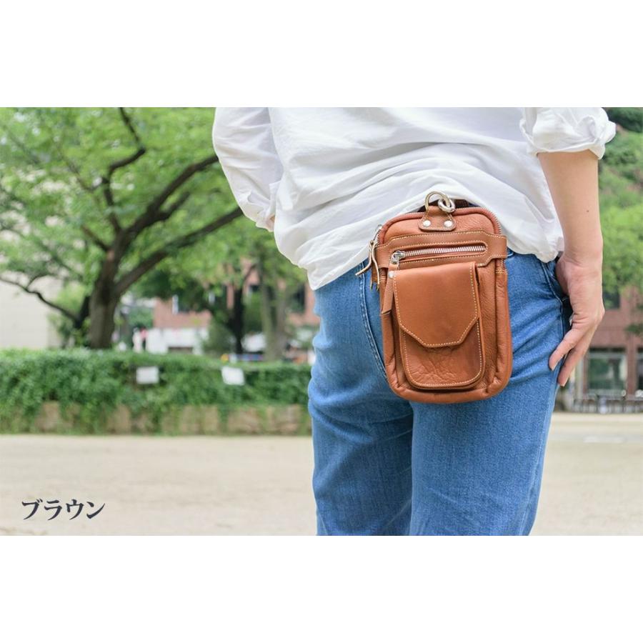 ヒップバッグ 本革ウエストバッグベルトポーチ シュリンクレザー