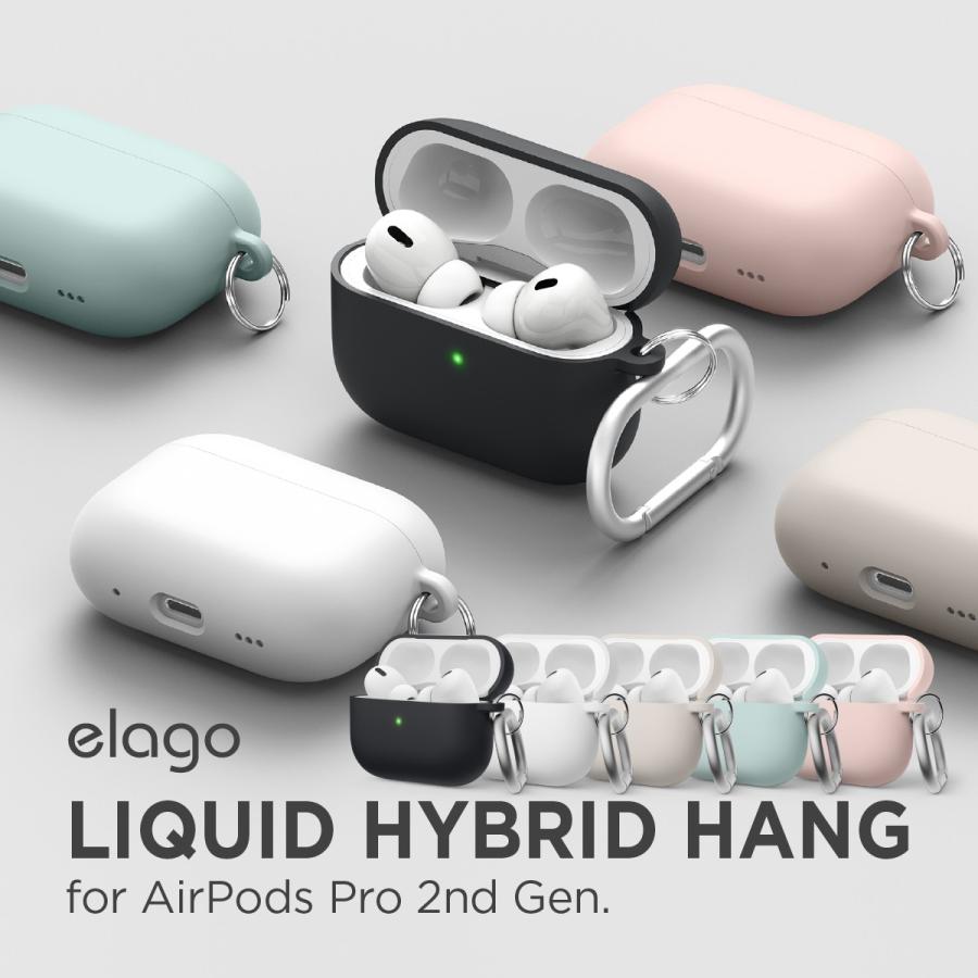 elago AirPods Pro2 ケース カラビナ 付き 耐衝撃 PC シリコン カバー