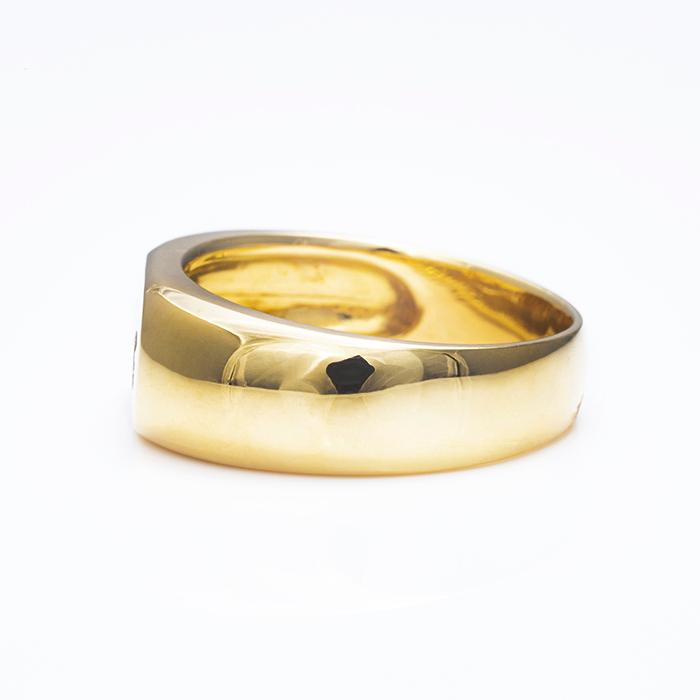 18金ゴールド印台K18 刻印 文字入れイニシャルメンズ リング指輪男性