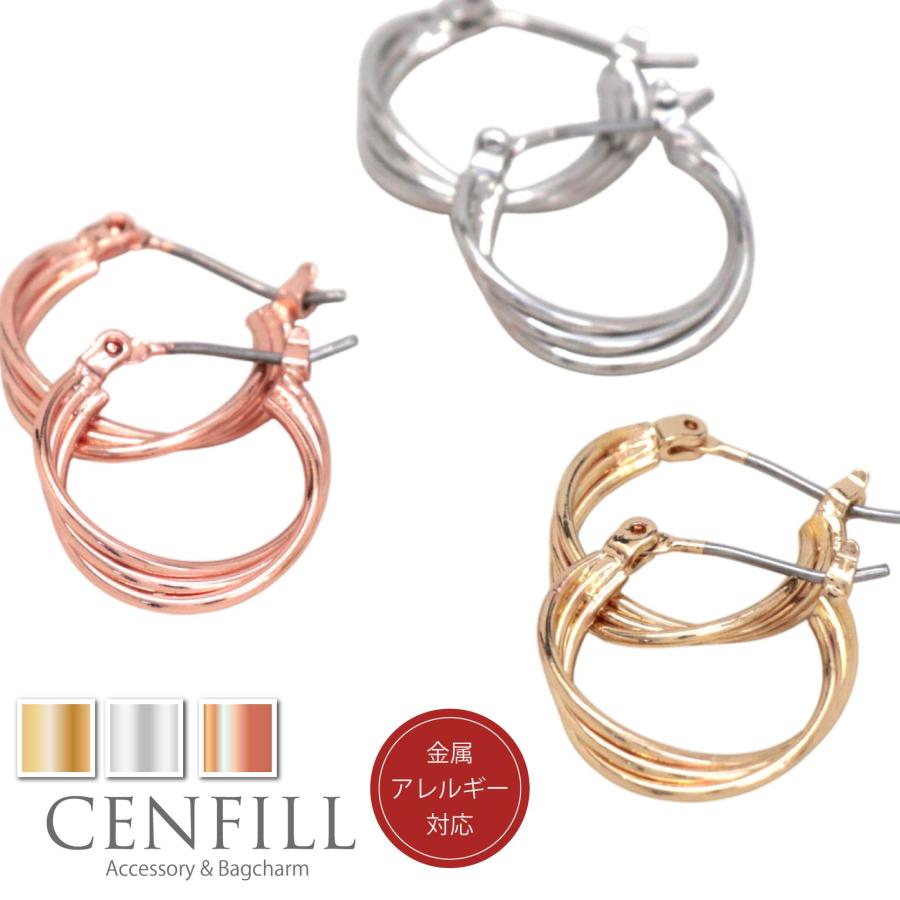 ピアス ニッケルフリー ドロップ フープピアス 18Kコーティング フック