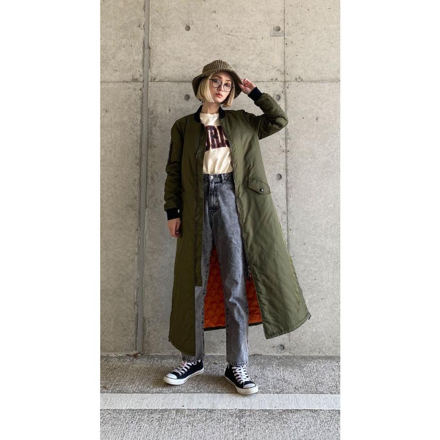 ロングMAー1 渋カーキ メンズライク レディースファッション