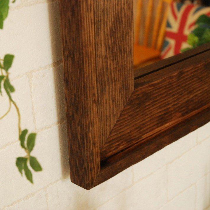 鏡 ウォールミラー 壁掛け おしゃれ 日本製 北欧 CAM-Lframe-43x43BR