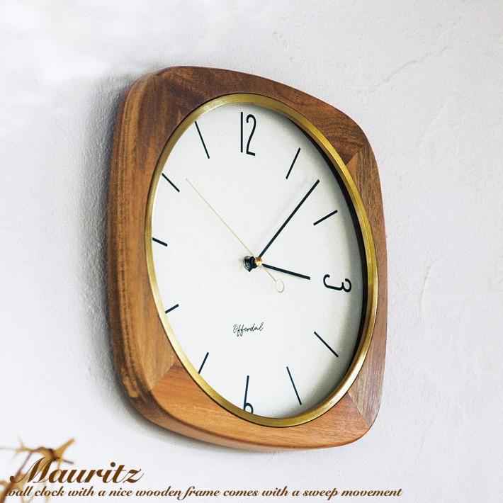 壁掛け時計 掛け時計 北欧 おしゃれ 木製 木 レトロ 静音 四角 Mauritz