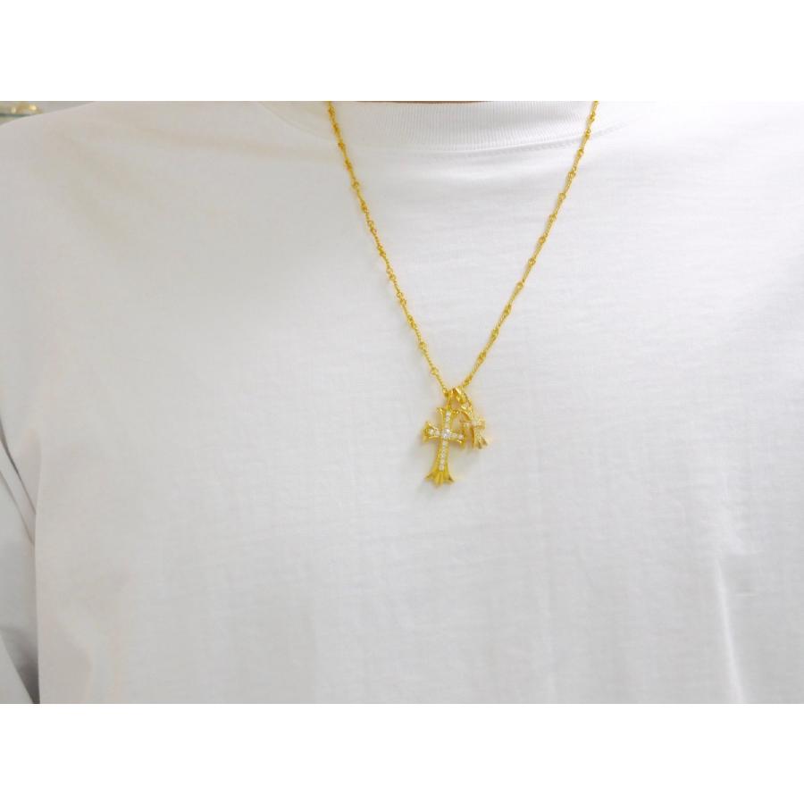 ネックレス ペンダント ゴールド 金 ジルコニア 十字架 クロス