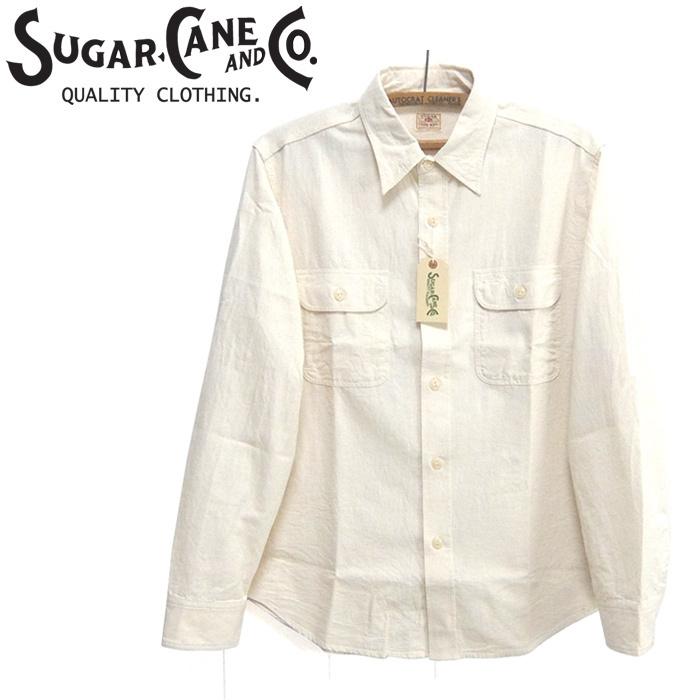 SUGAR CANE シュガーケーン [SC27851] 長袖 ホワイト シャンブレー