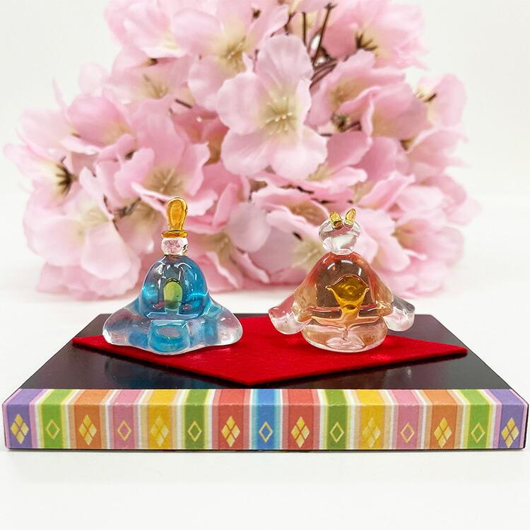 ガラス細工 ミニチュア 雛飾り-優花- 硝子細工 トンボ玉 雛壇 玄関