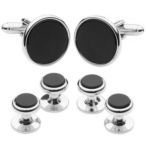 カフスボタン スタッドボタン セット シルバー オニキス カフス