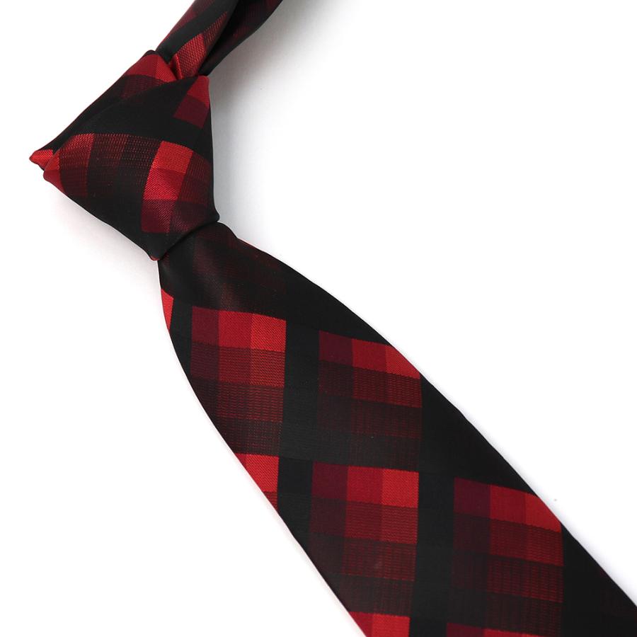 カジュアルチェック柄 ネクタイ 赤系【おしゃれ かわいい 結婚式