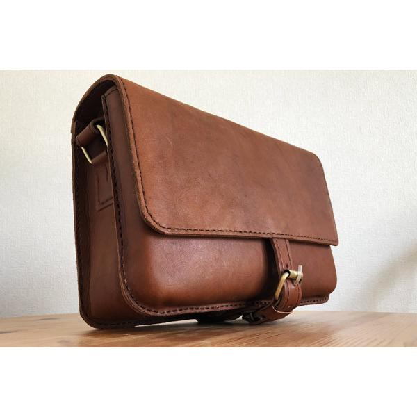 SALE / 差込錠 ナチュラル レザー ショルダーバッグ KL-BOL ダーク