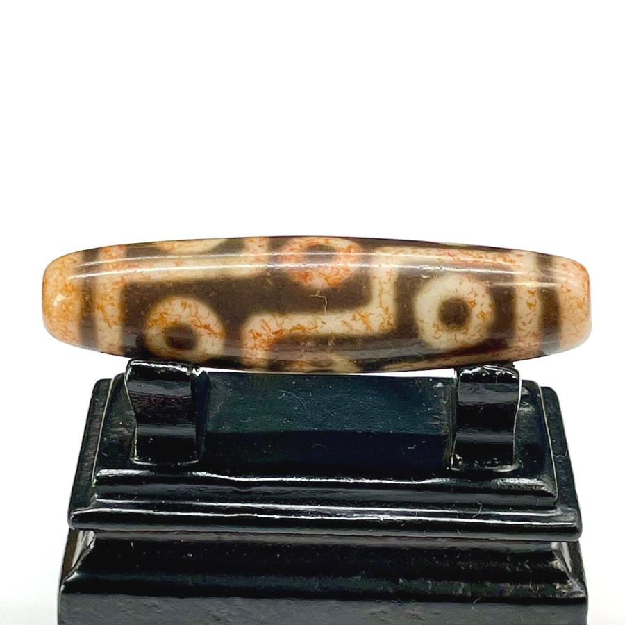 九眼天珠 本物 S730 朱砂 ジービーズ 西蔵天珠 年代物 53.1mm : クロコ