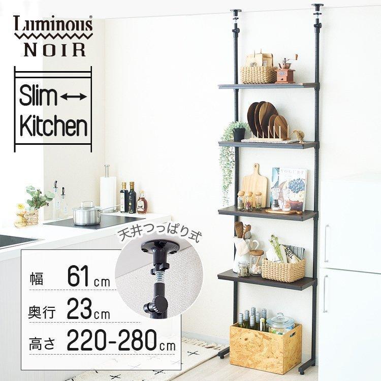 Luminous ウォールラック ラック 幅60 高さ220〜280 スチール 黒