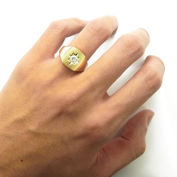 ダイヤモンド 印台 メンズリング 0.511ct VS1 J 3EX H&C 18金 K18 鑑定