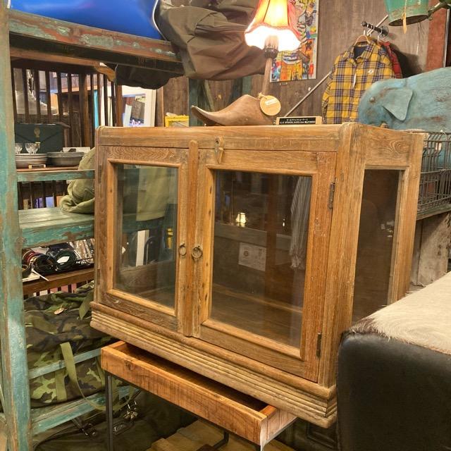 インド アンティーク ガラスショーケース W70×D35.5×H53.5cm