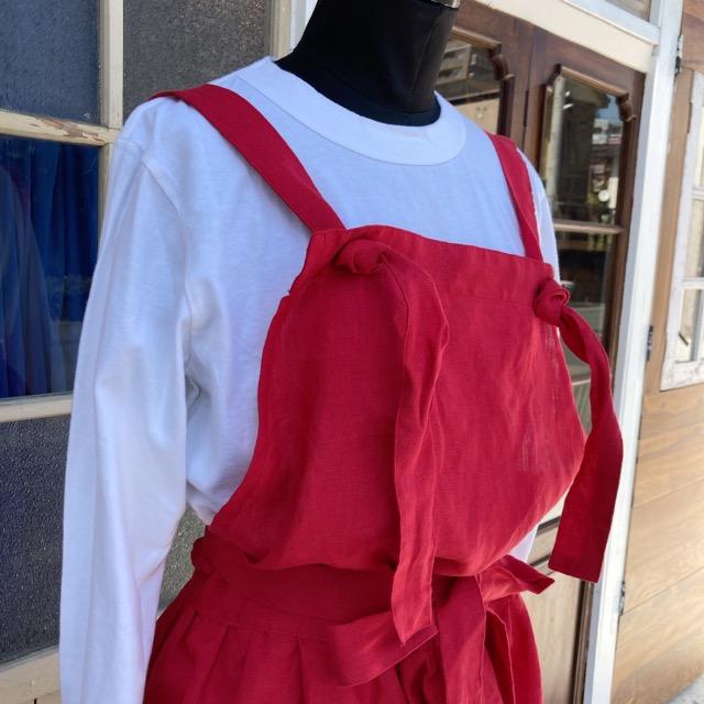 ICHI Antiquites ICHI Antiquite's リネンエプロンワンピース レッド