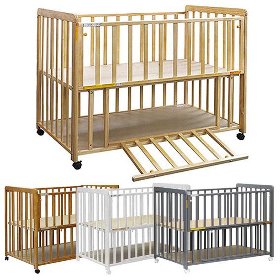 ヤトミ ベビーベッド ベビーベット 2段階調節 3色展開 収納付き