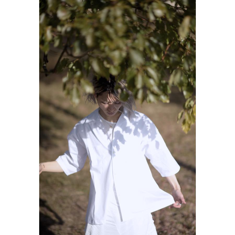 オープンカラーシャツ 開襟シャツ メンズ ショート 半袖 5分袖 キレイ