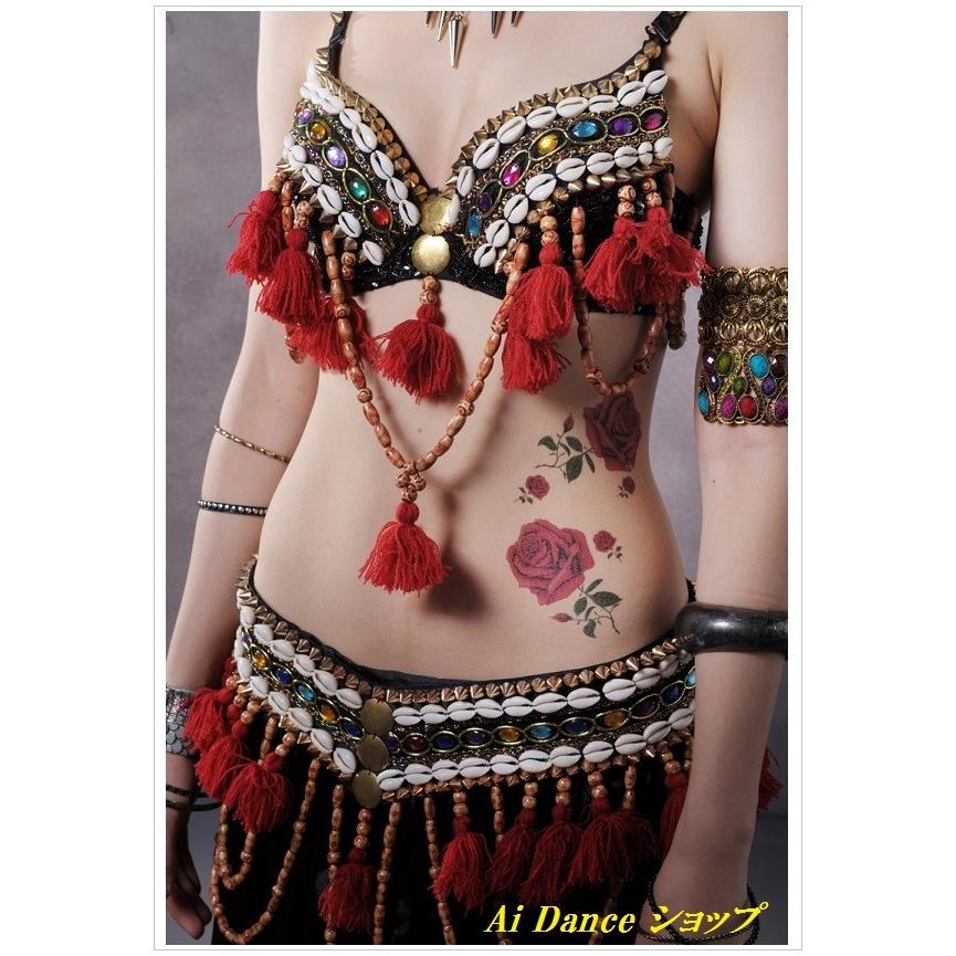 新着 ベリーダンス 衣装 エスニック トライバル ブラトップス ベルト 2