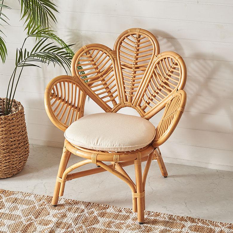 チェア ラタン 籐 天然 素材 椅子 いす フラワー 花 座面高 31cm 子供