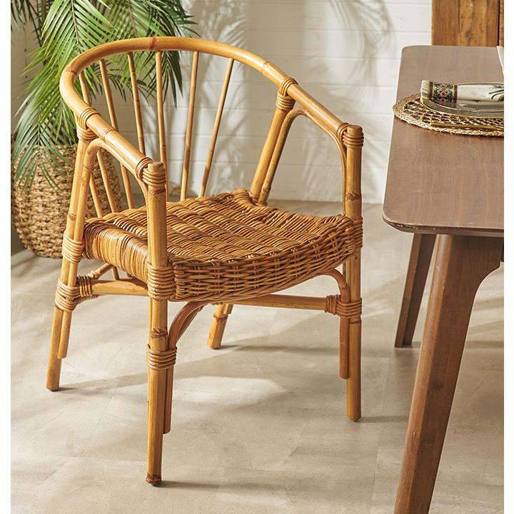 ラタンチェア おしゃれ 椅子 ラタン いす ダイニングチェア 肘掛け 座