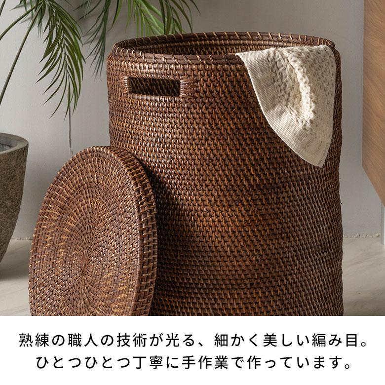 ランドリーバスケット ラタン ふた付き おしゃれ アタ バスケット 大