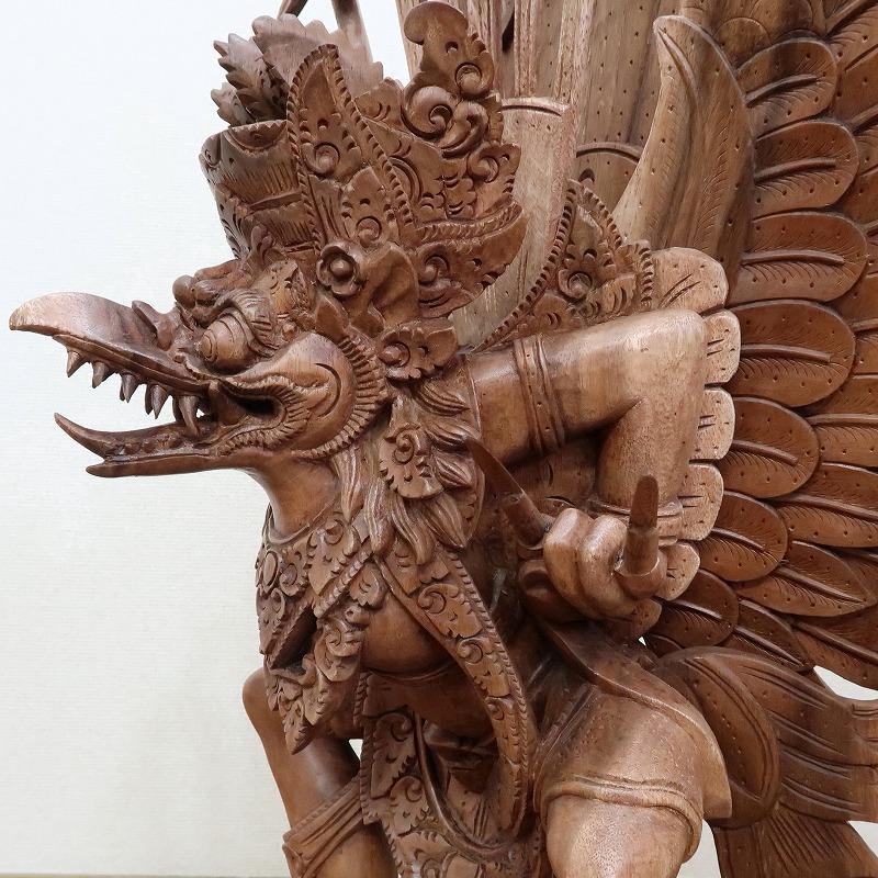 ガルーダの木彫り 100cm 木製スワール無垢材 MADE M作 アジアン雑貨