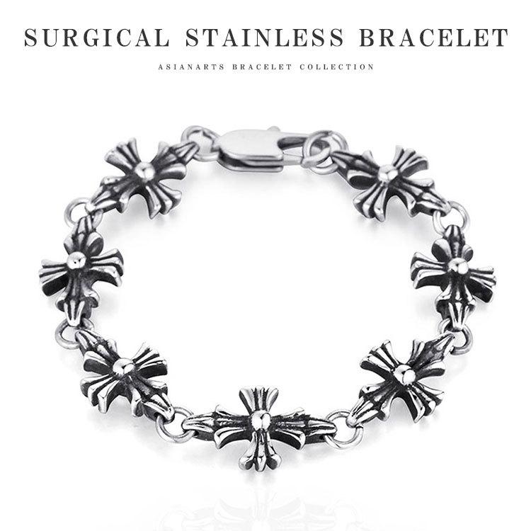 ブレスレット メンズ サージカルステンレス アイアンクロス 十字架