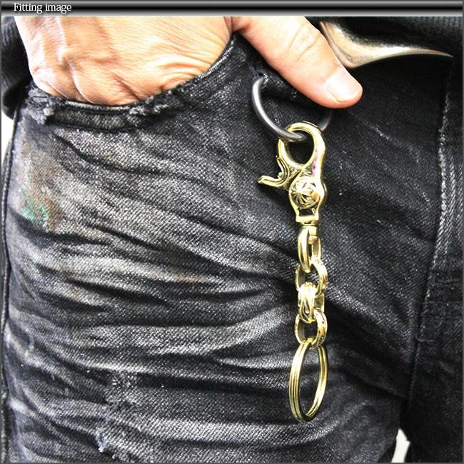 キーチェーン ブラス 真鍮 アイアンクロス刻印ナスカン ブラック