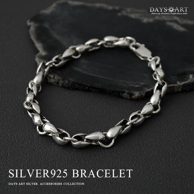 ブレスレット メンズ シルバー925 ティアドロップ シンプル ティアー