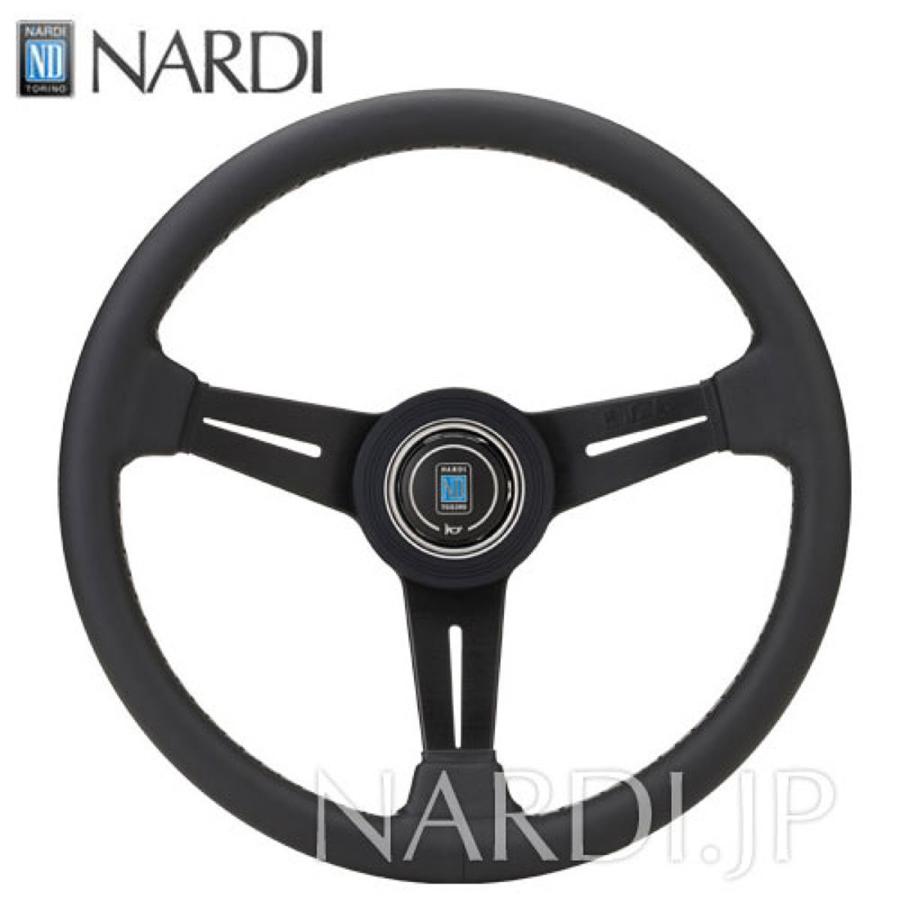 NARDI CLASSIC ブラックレザー&ブラックスポーク グレーステッチ 34