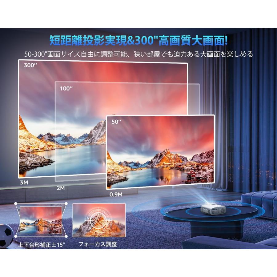 プロジェクター 小型 高輝度12000LM 家庭用 1080P 5GWiFi Bluetooth5.3