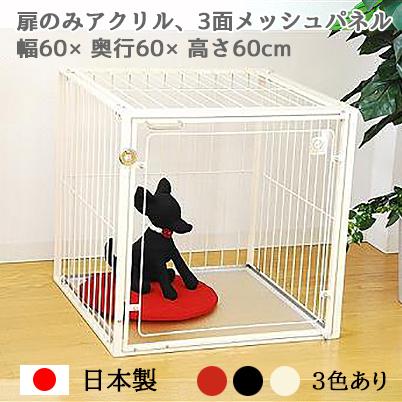扉がアクリル ケージ W60×D60×H60cm 小型犬 〜 中型犬用 コンパクト 6M