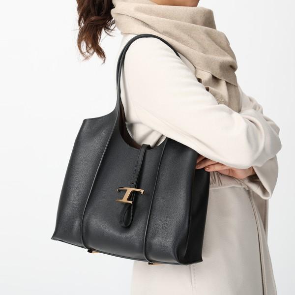 TOD'S（トッズ） トートバッグ Tタイムレス スモール ロゴ ブラック