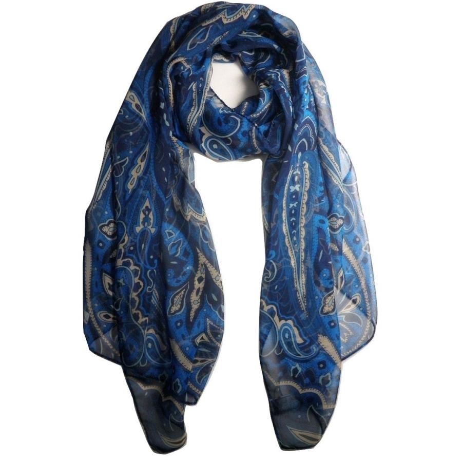 イタリア製 シルク100％ ストール スカーフ ペイズリー プリント