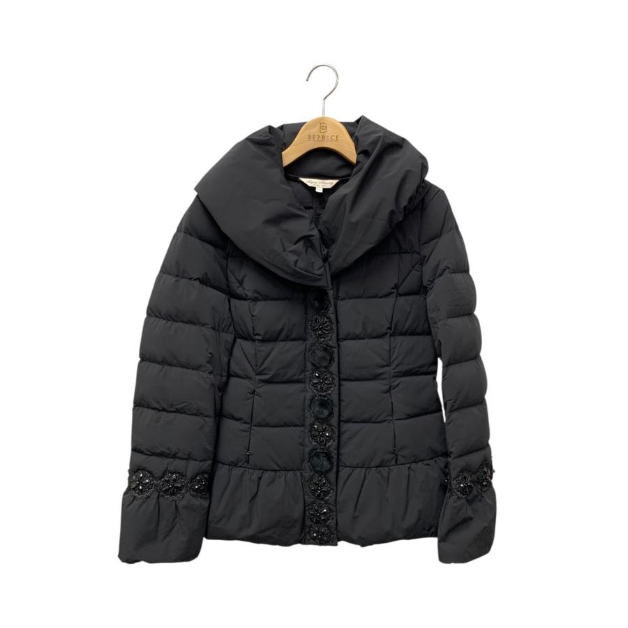 スーパービューティー ダウンジャケット 38 ブラック ビジュー レース