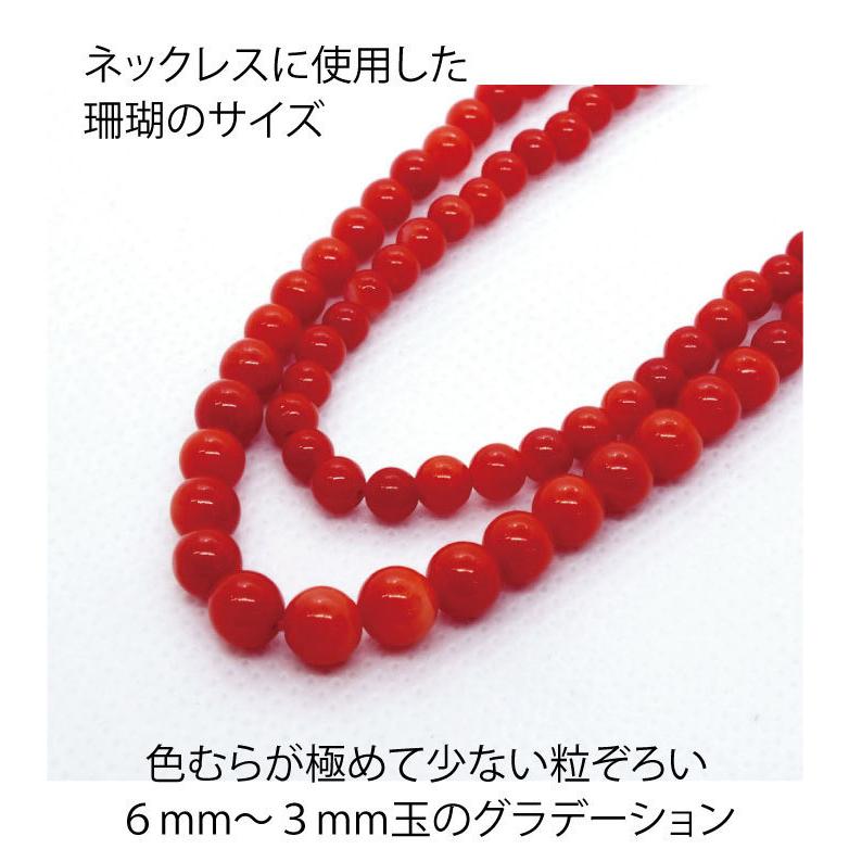 BITOKEN ≪希少≫土佐珊瑚 高知県産血赤サンゴ 2連ネックレス長さ41cm