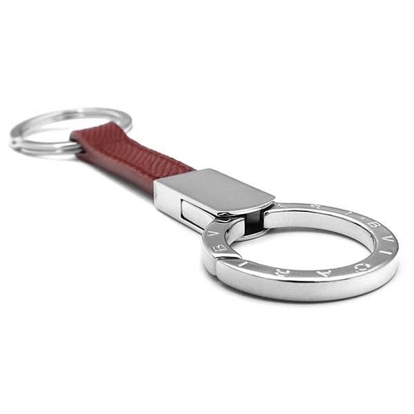 BVLGARI（ブルガリ） キーリング レザー リング キーホルダー レッド系