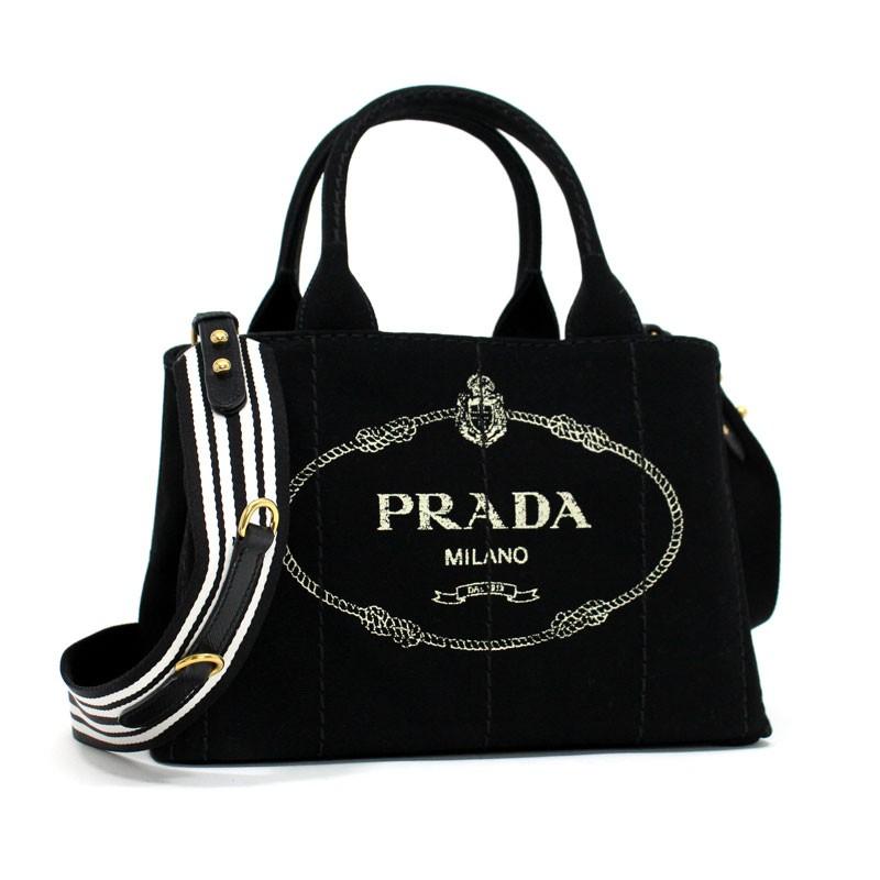 CANAPA プラダ PRADA 2wayキャンバストートバッグ ブラック 黒