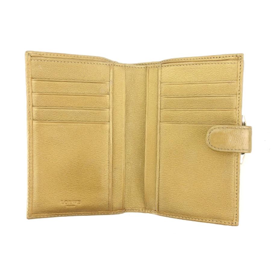 ロエベ がま口 財布 二つ折り レディース アナグラムボタン ゴールド