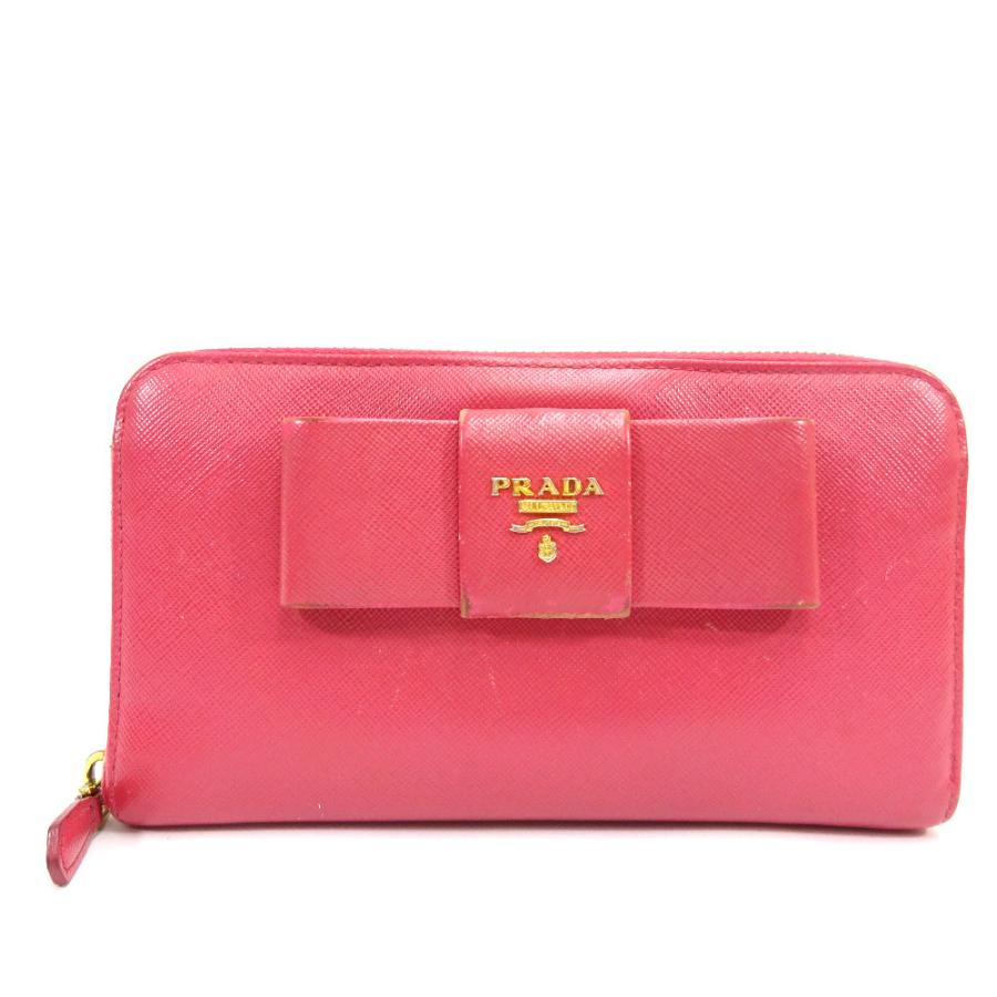 PRADA（プラダ） リボン 長財布 レディース 型押しレザー ピンク