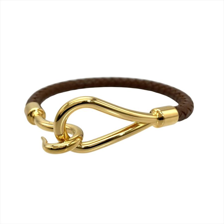 HERMES（エルメス） ジャンボ ブレスレット レザー ブラウン ゴールド