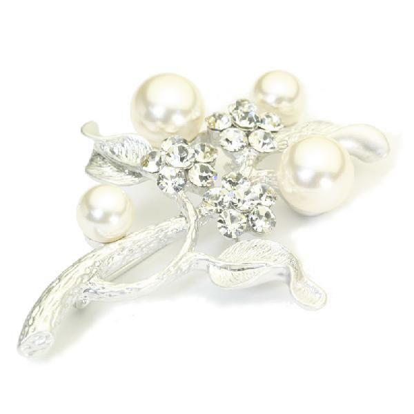 SWAROVSKI（スワロフスキー） ブローチ 花 ブローチ フォーマル パール