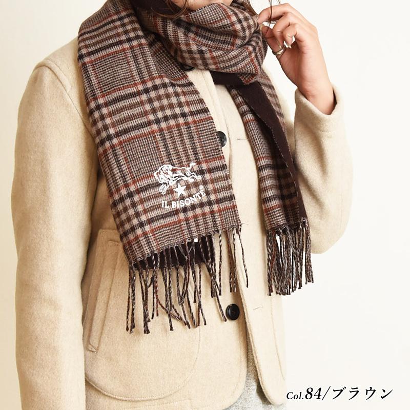 IL BISONTE（イルビゾンテ） チェック ロゴ マフラー/ストール