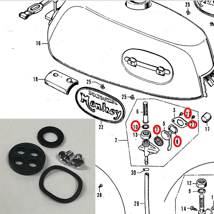 モンキー ホンダ純正 Z50A Z50Z Z50J(4Lモンキー)用 燃料コック O