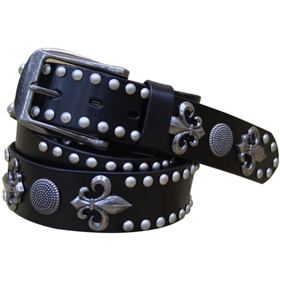 メンズ 牛革 レザー ベルトスタッズ ベルト アンティーク コンチョ