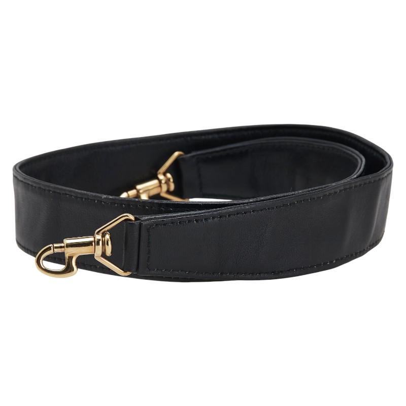 GUCCI（グッチ） ショルダーストラップ ブラック ゴールド レザー