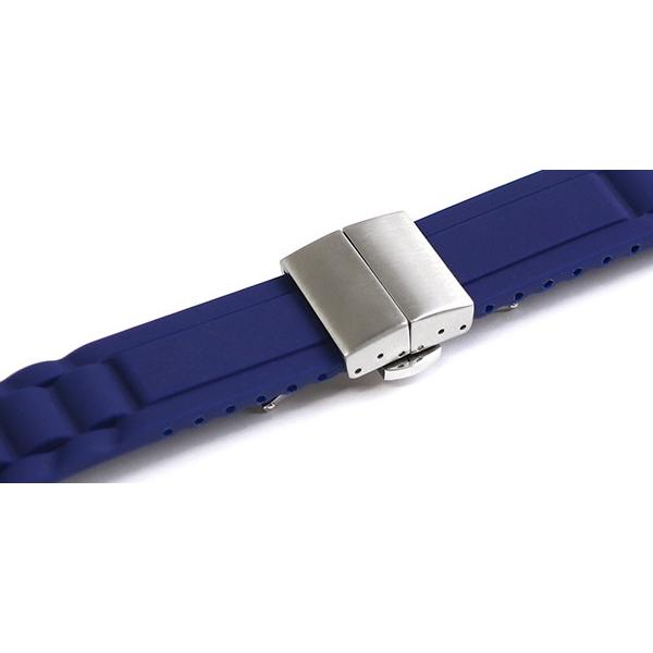 腕時計 ラバー ベルト 弓カン 20mm 22mm ネイビー プッシュ式 D