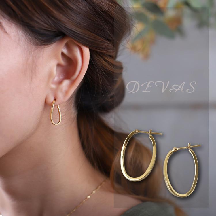 DEVAS フープピアス 18k ピアス 18金 フープ k18 18金ピアス ウェーブ