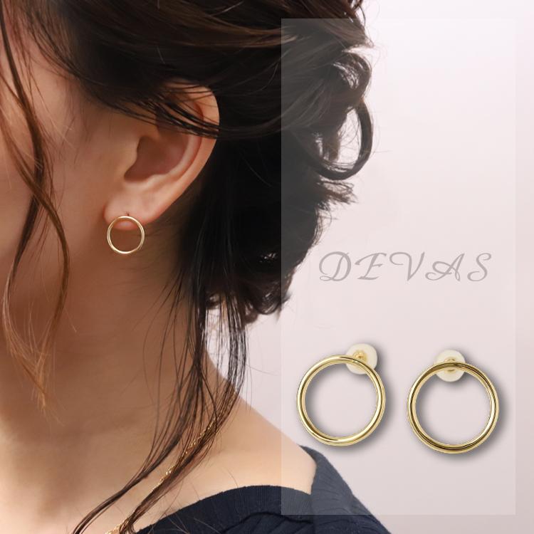 DEVAS 18金 ピアス k18 18金ピアス 18k サークル スタッド シンプル